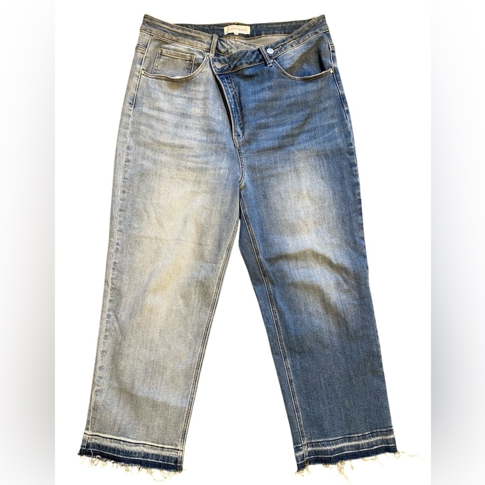 Risen Split Dye Color Block Side Button Straight … - image 1